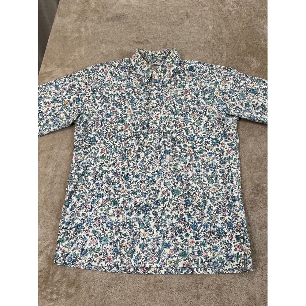 Vintage Reyn Spooner Shirt Men Large Floral AOP Reverse Print Short Sleeve EUC